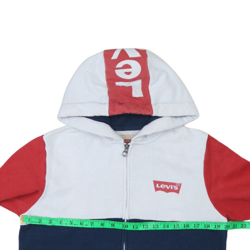 Levi’s Boys Red Blue White Full Zip Hoodie Size 16 Colourblock Cotton Blend