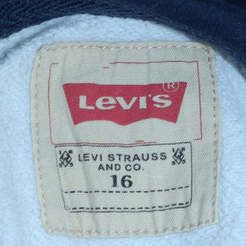 Levi’s Boys Red Blue White Full Zip Hoodie Size 16 Colourblock Cotton Blend