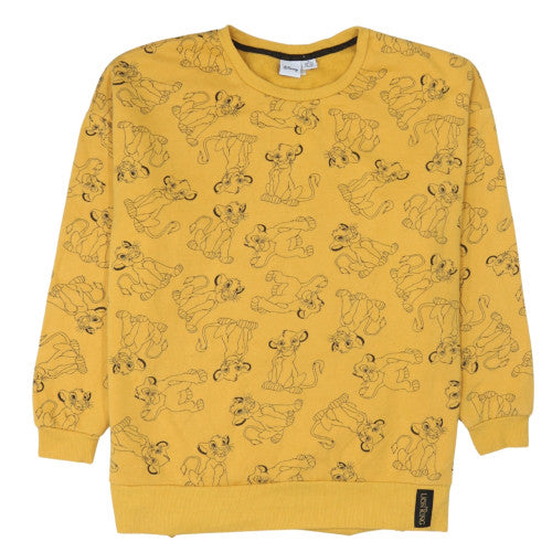 Disney Women Yellow Sweatshirt Simba Print Size M 12/14 Crew Neck Pullover