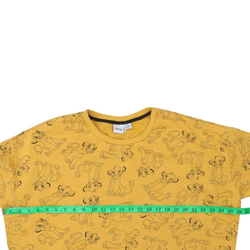 Disney Women Yellow Sweatshirt Simba Print Size M 12/14 Crew Neck Pullover