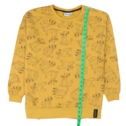 Disney Women Yellow Sweatshirt Simba Print Size M 12/14 Crew Neck Pullover
