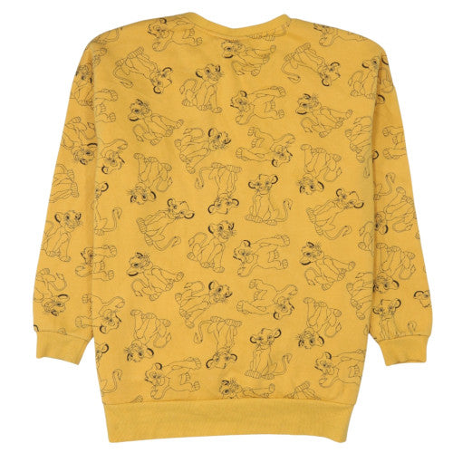 Disney Women Yellow Sweatshirt Simba Print Size M 12/14 Crew Neck Pullover