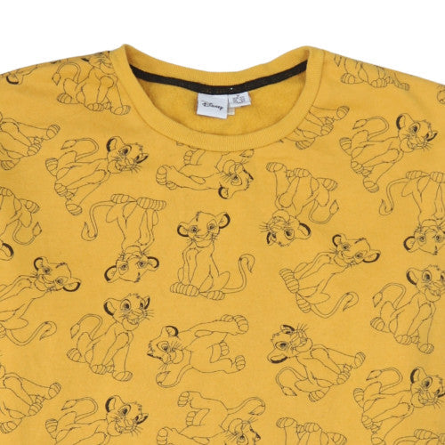 Disney Women Yellow Sweatshirt Simba Print Size M 12/14 Crew Neck Pullover