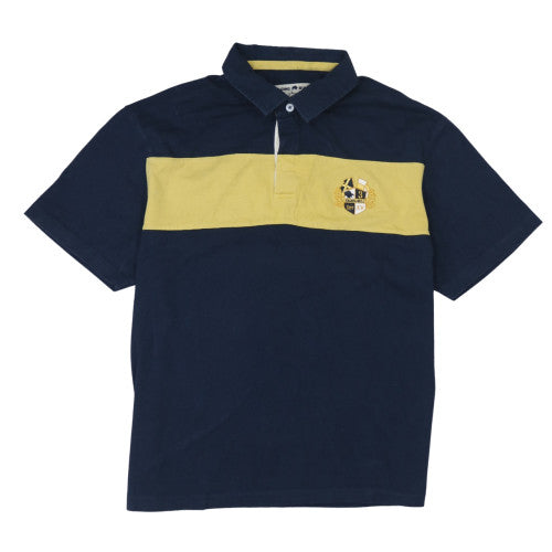Raging Bull Men's Blue Yellow 2XL Rugby Polo Shirt Cotton