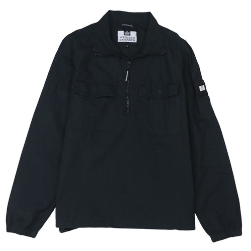 Weekend Offender Men's Black Cotton 1/2 Zip Long Sleeve Casual Shirt - Size S