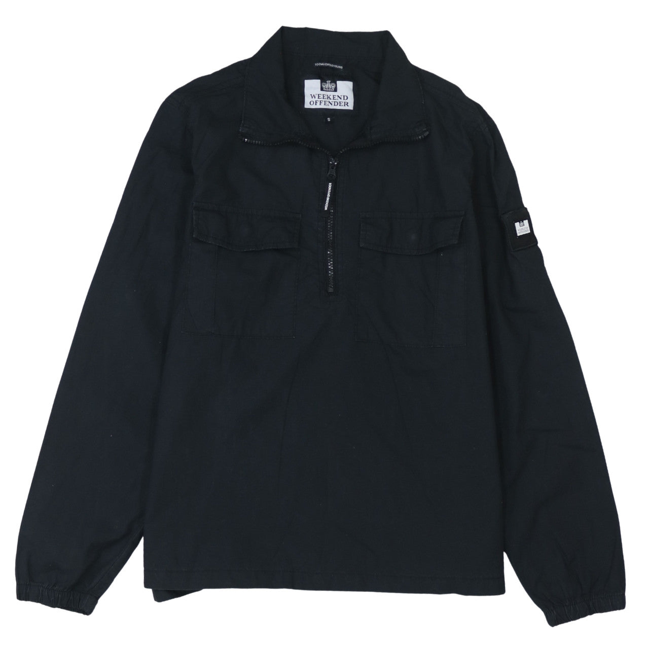 Weekend Offender Men's Black Cotton 1/2 Zip Long Sleeve Casual Shirt - Size S