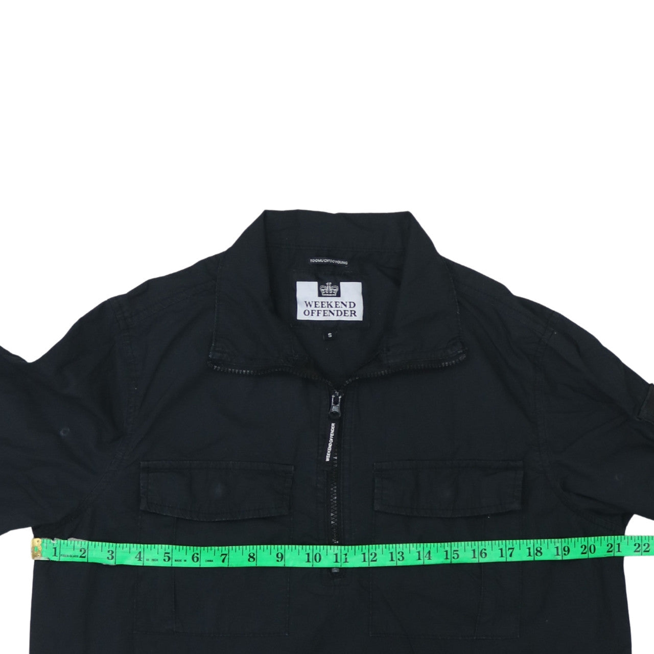Weekend Offender Men's Black Cotton 1/2 Zip Long Sleeve Casual Shirt - Size S