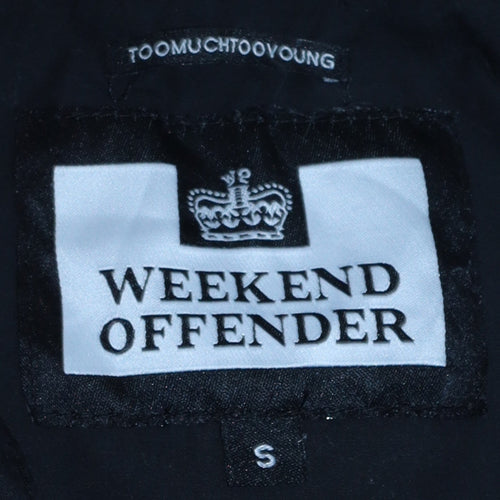 Weekend Offender Men's Black Cotton 1/2 Zip Long Sleeve Casual Shirt - Size S