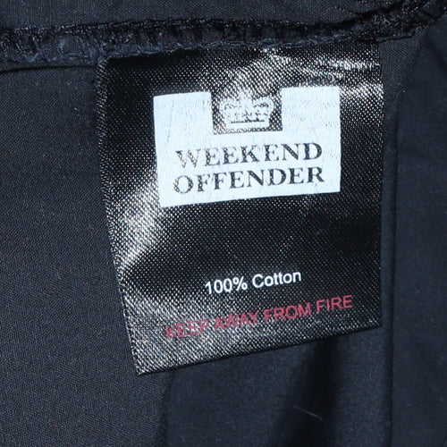 Weekend Offender Men's Black Cotton 1/2 Zip Long Sleeve Casual Shirt - Size S