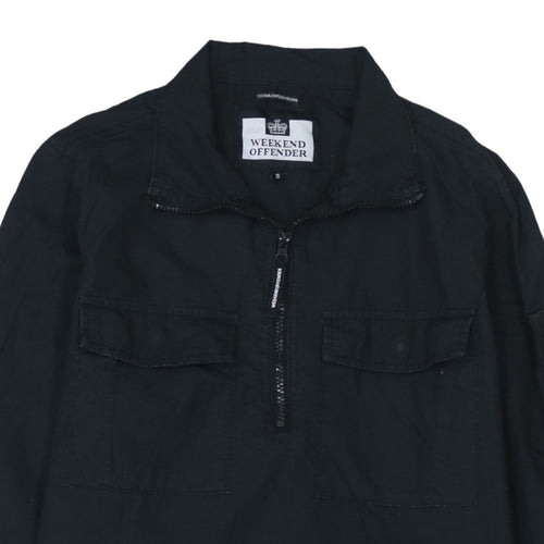 Weekend Offender Men's Black Cotton 1/2 Zip Long Sleeve Casual Shirt - Size S