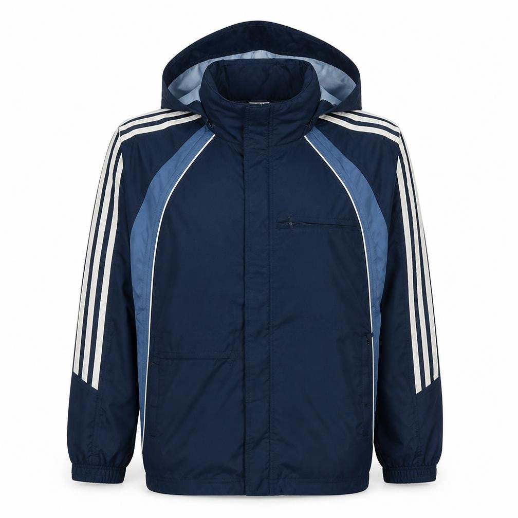 Front view of Adidas Men's Blue 2XS Track Jacket Hooded Full Zip Activewear