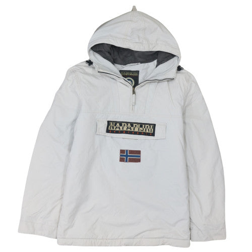 Napapijri Men's White Hooded Windbreaker Jacket M Polyamide Outdoor