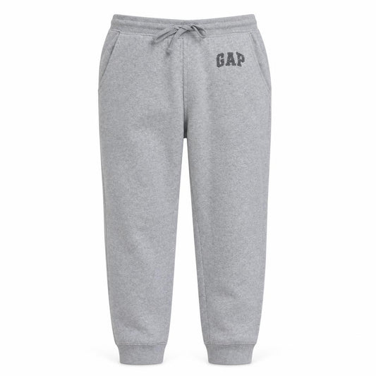 Front view of Gap Men's Grey Fleece Sweatpants L Regular Fit Drawstring Logo