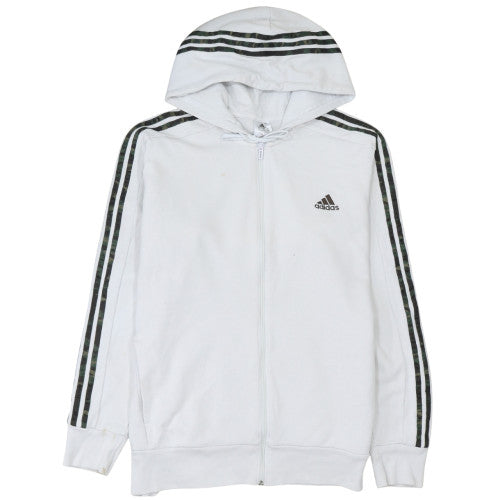 Adidas Mens White Full Zip Hoodie L Regular Fit Sportswear