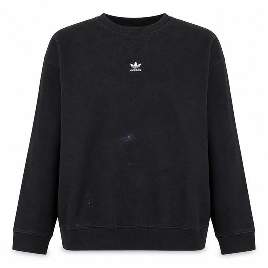 Front view of Adidas women’s black crew neck pullover sweatshirt, size UK 14
