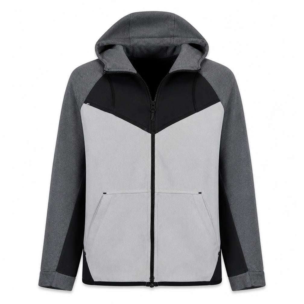 Nike Men's Grey Full Zip Hoodie L Sports Jersey Cotton Blend