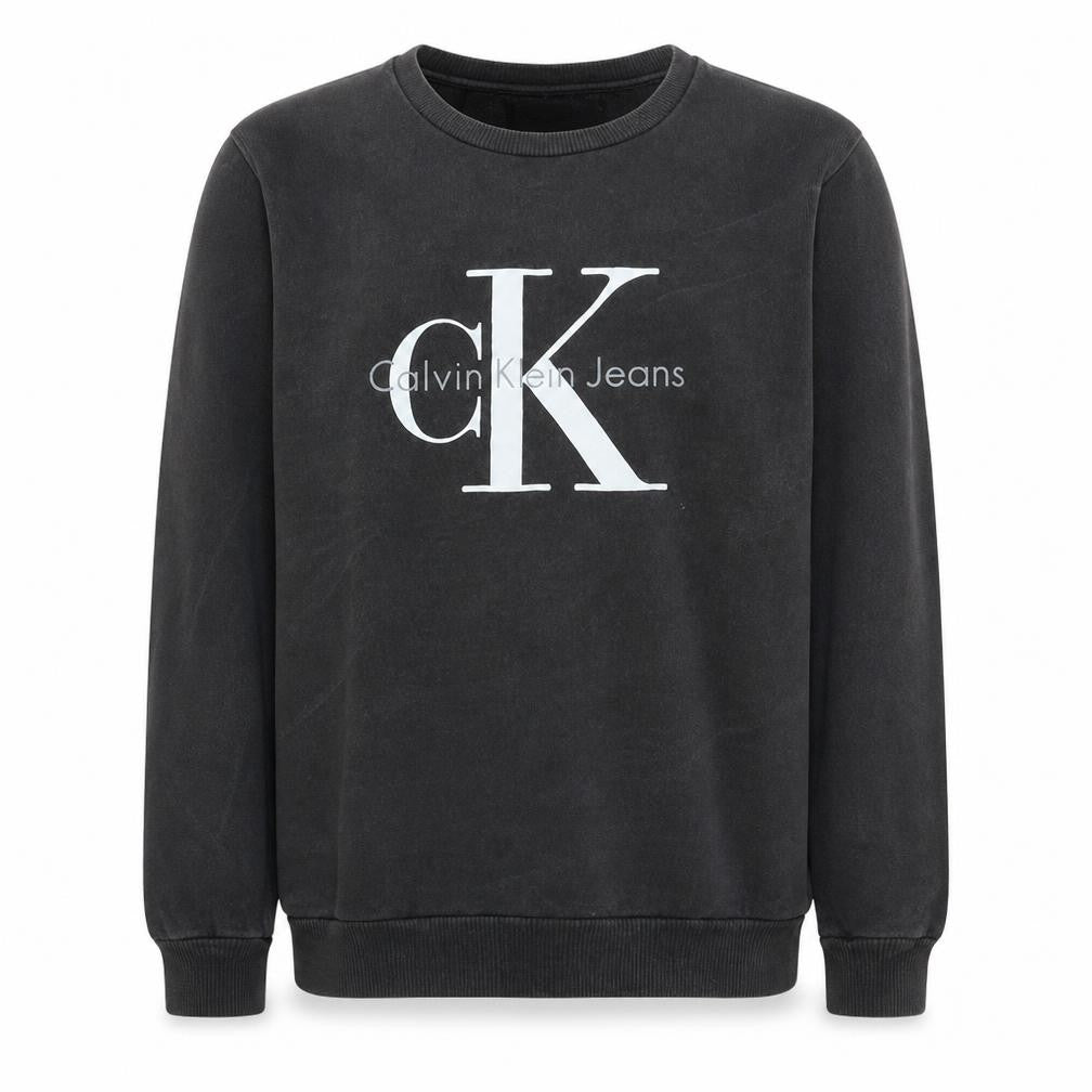Front view of Calvin Klein Jeans Men’s Black Logo Crew Neck Sweatshirt M