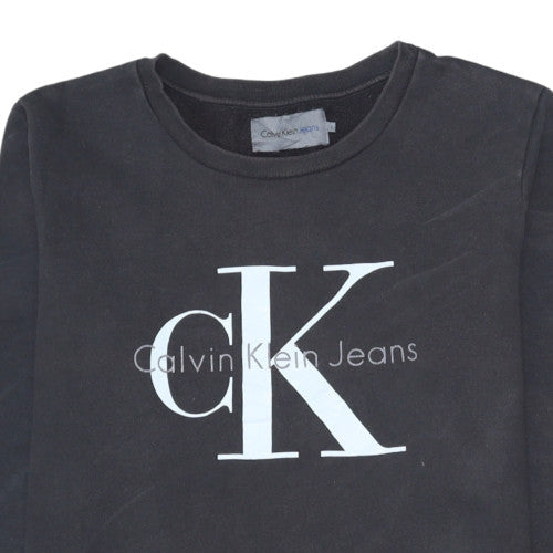 Calvin Klein Jeans Men’s Black Logo Crew Neck Sweatshirt M