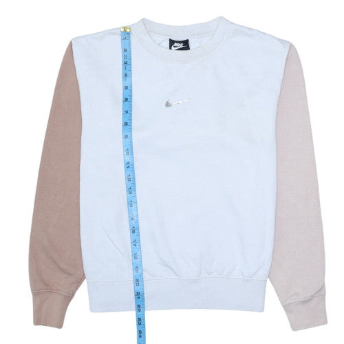 Nike Womens Beige Colourblock Crew Neck Pullover Sweatshirt XS