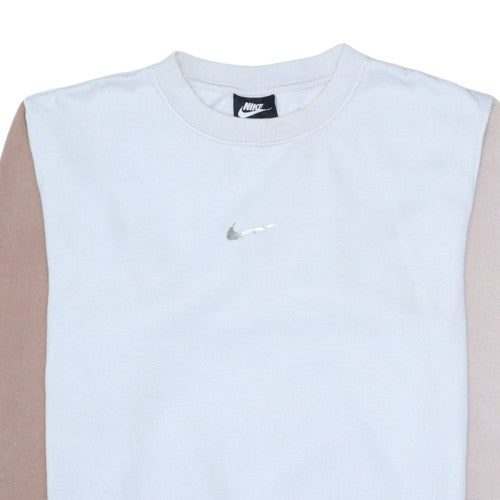 Nike Womens Beige Colourblock Crew Neck Pullover Sweatshirt XS