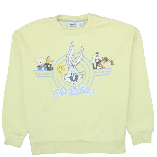 Looney Tunes Women's Yellow Crew Neck Pullover Sweatshirt Size M 12/14