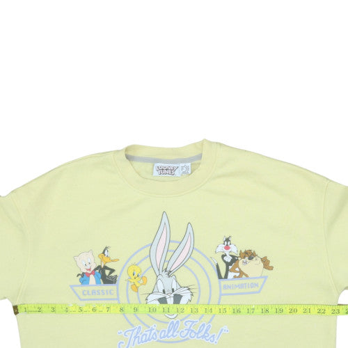 Looney Tunes Women's Yellow Crew Neck Pullover Sweatshirt Size M 12/14