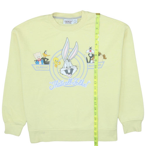 Looney Tunes Women's Yellow Crew Neck Pullover Sweatshirt Size M 12/14