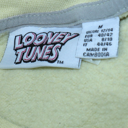 Looney Tunes Women's Yellow Crew Neck Pullover Sweatshirt Size M 12/14