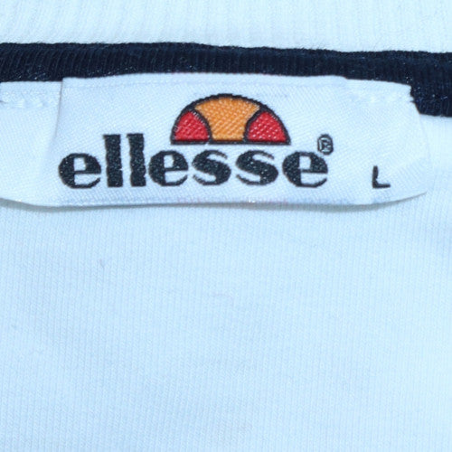 Ellesse Mens White Crew Neck Pullover Sweatshirt L