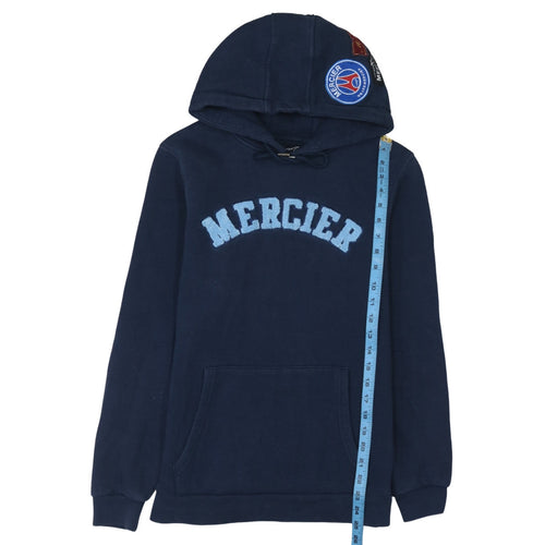 Mercier Men’s Blue Pullover Hoodie S Embroidered Logo Fleece