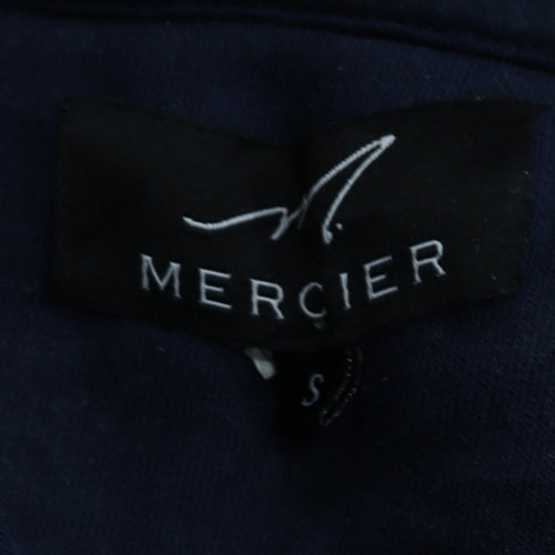 Mercier Men’s Blue Pullover Hoodie S Embroidered Logo Fleece