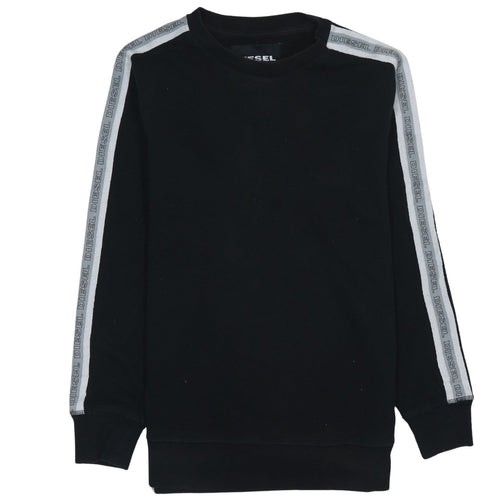 Diesel Men’s Black Crew Neck Logo Tape Sweatshirt Size M