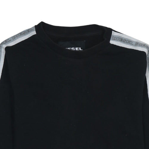 Diesel Men’s Black Crew Neck Logo Tape Sweatshirt Size M