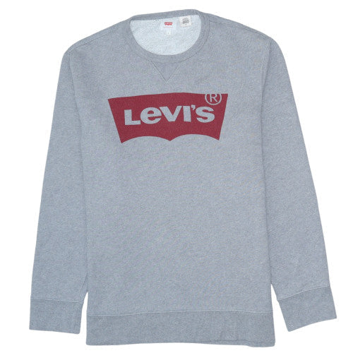 Levi's Men's Grey Logo Crew Neck Pullover Sweatshirt Size L