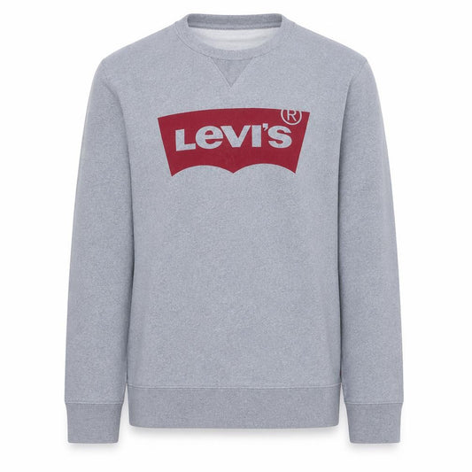 Front view of Levi's Men's Grey Logo Crew Neck Pullover Sweatshirt, size L
