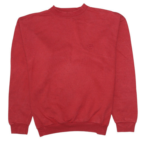 Lee Mens Red Crew Neck Pullover Fleece Sweatshirt L Vintage