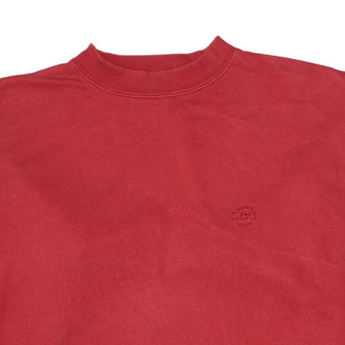 Lee Mens Red Crew Neck Pullover Fleece Sweatshirt L Vintage
