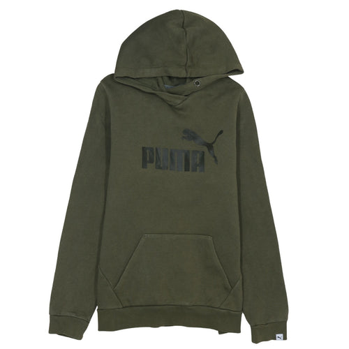 Puma Womens Green Pullover Hoodie Size 14 Logo Print Casual