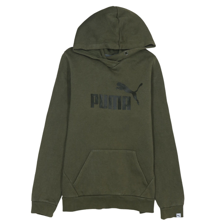 Puma Womens Green Pullover Hoodie Size 14 Logo Print Casual