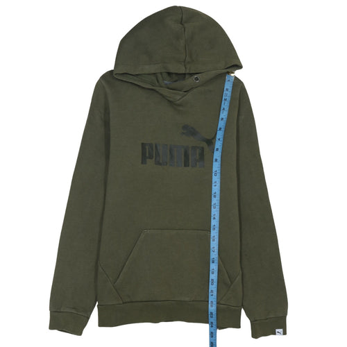 Puma Womens Green Pullover Hoodie Size 14 Logo Print Casual