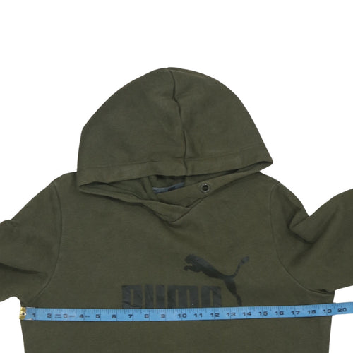 Puma Womens Green Pullover Hoodie Size 14 Logo Print Casual