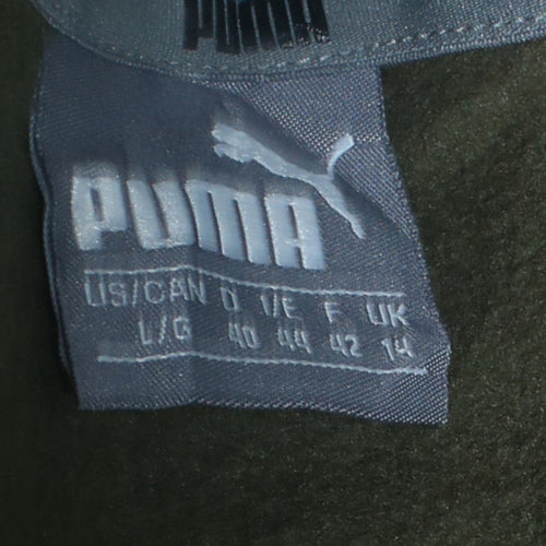 Puma Womens Green Pullover Hoodie Size 14 Logo Print Casual