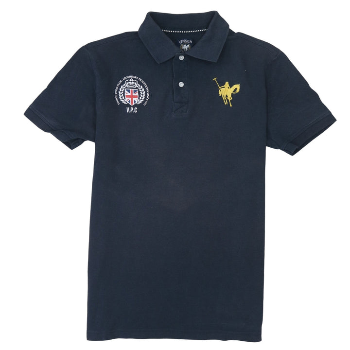 Vinson Polo Club Men's Blue Embroidered Short Sleeve Polo Shirt M