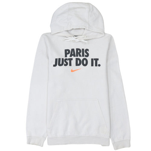 Nike Women White Pullover Hoodie Paris Just Do It S Cotton Blend