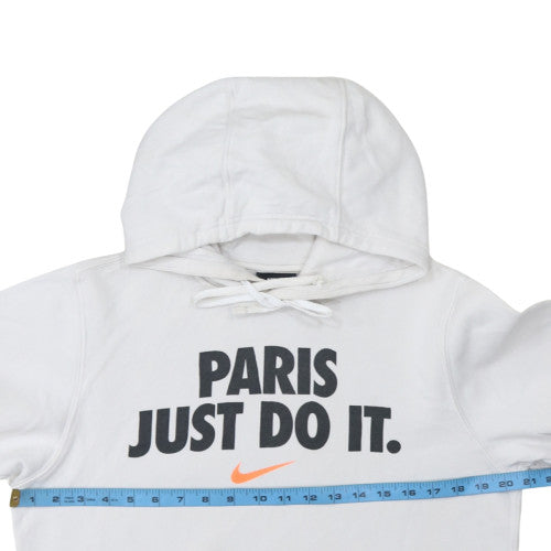 Nike Women White Pullover Hoodie Paris Just Do It S Cotton Blend