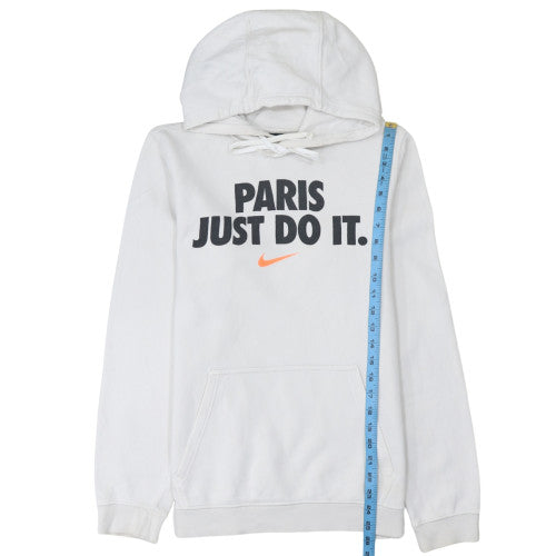 Nike Women White Pullover Hoodie Paris Just Do It S Cotton Blend