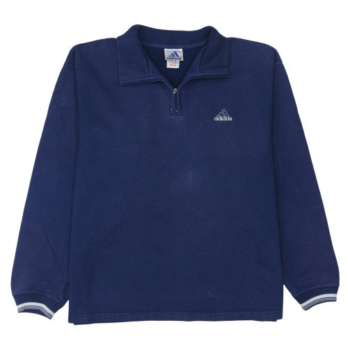 Adidas Men Blue 1/2 Zip Fleece Sweatshirt L Regular Fit