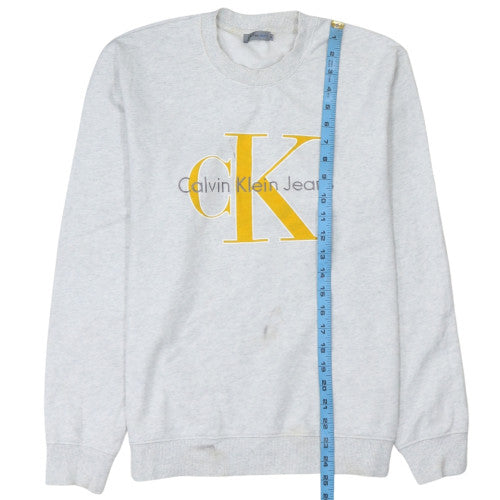 Calvin Klein Jeans Women's Grey Logo Pullover Sweatshirt M
