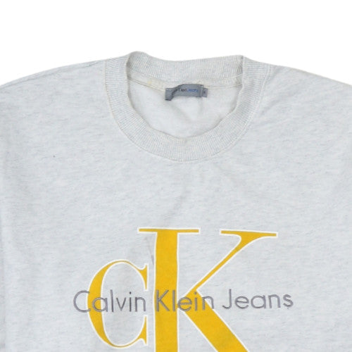 Calvin Klein Jeans Women's Grey Logo Pullover Sweatshirt M