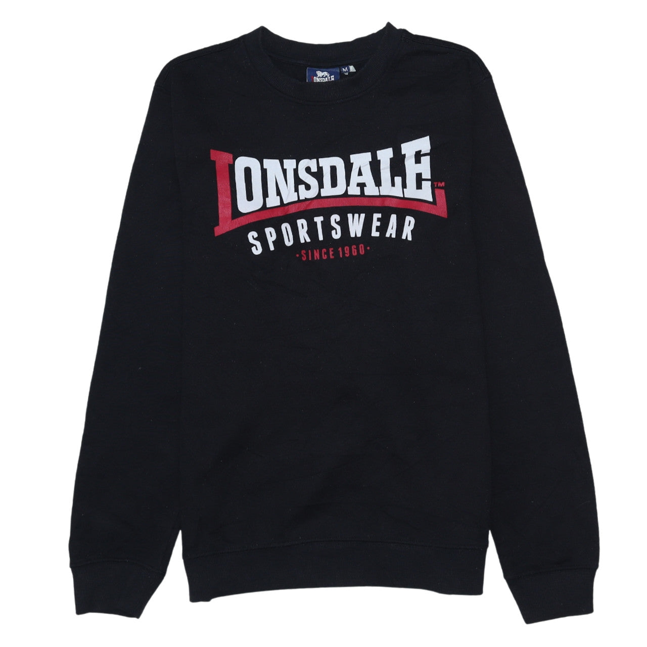 Lonsdale Men's Black Logo Pullover Sweatshirt Size M